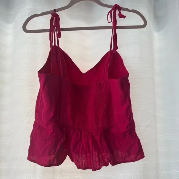 Express Hot Pink Smocked Tie-Strap Peplum Cami – Medium - Picture 2 of 8